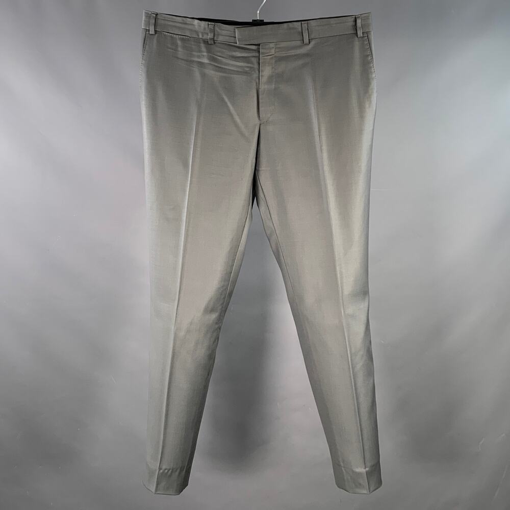 PATRICK COX Size 40 Grey Wool Flat Front Dress Pants